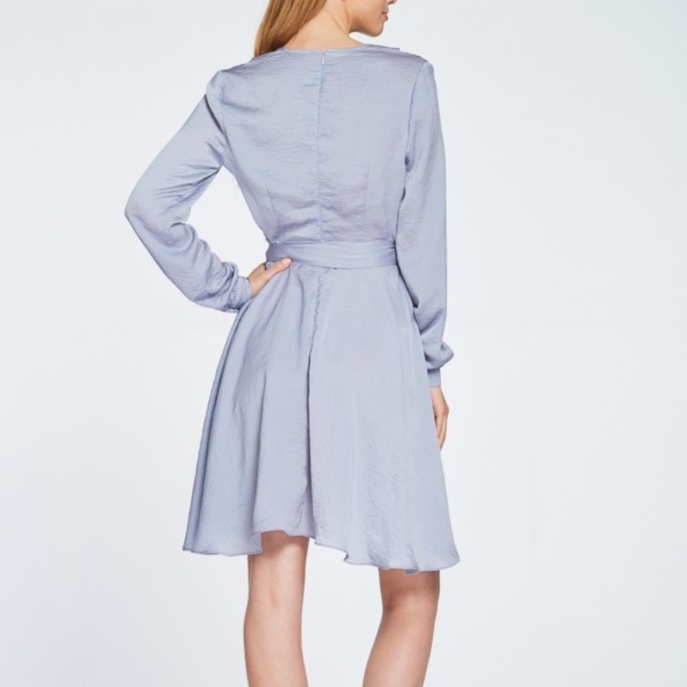 Faux Wrap Dress NWT Grey Blue - Picture 6 of 7